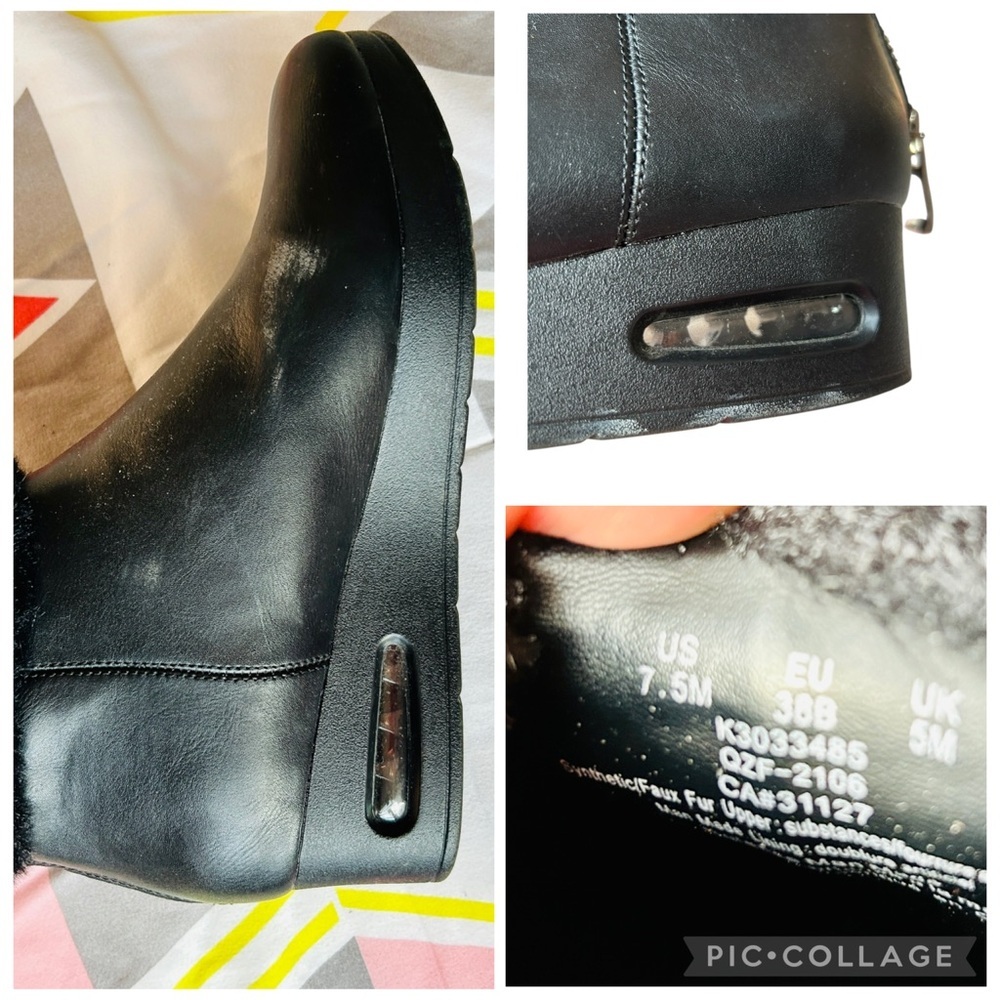 DKNY Abri Black Faux-Fur Wedge Booties Women’s Size 7.5 - Picture 9 of 9